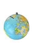 Vintage Tin Globe Desk Top Coin Bank Missing Stopper -approx  8 5  Tall