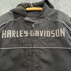 Harley Davidson Mens Black Riding Jacket Size L Hooded Armor Textile Motorcycle