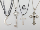 Baby-bat Starter Set Gothic Essentials Necklace Ring Lot Cross Ankh Moon 6w