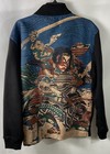 Rebel Vengeance Men s Black Varsity Jacket Japanese Samurai Tapestry Back Sz L
