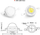 10 Pcs High Power Led Chip 3w White  6000k - 6500k   600ma - 700ma   Dc 3v - 3 4
