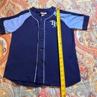 Tampa Bay Rays Mlb Youth Jersey Medium 10 12 Navy Blue Button Front Athletics