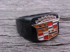 1950s Cadillac Crest Logo Black Chrome Ring Size  12 Nos High Quality Class