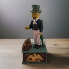 Vtg 1976 Bicentennial Uncle Sam Cast Iron Mechanical Coin Bank Collectible Read