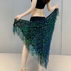 Women Belly Dance Costume Triangle Sequins Fringe Hip Scarf Belt Shawl 4 Colors