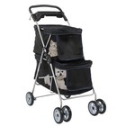 Double Pet Stroller Folding 4-wheel Dog Cat Carrier Bag Jogger Travel Carriage