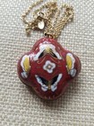 Vtg Cloisonne Enamel Locket Pendant Keepsake Pill Box Excellent Condition