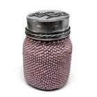 Unusual Antique Vtg Sterling Beaded Vanity Jar  Powder  Perfume  1920s Folk Art