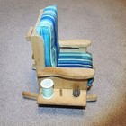 Vintage Blue Wood Rocking Chair Pin Cushion Thread Holder Sewing Accessory 1960s