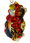 Calico Cat Christmas Glass Blown Ornament Holiday Kitten With Red Bow