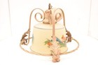 Atq Art Deco Spanish Vtg Bird Painted Glass Shade Pendant Ceiling Light Fixture