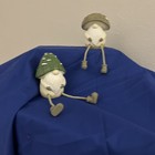Pair Of Shelf Sitting Mushroom Capped Gnomes