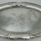 Chinese Export Silver Oval Footed Tray  Bamboo Motif  10 1 8  X 6  X 3 4  H
