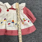 Vintage Dress Baby Girls Size 3-6m Red Gingham Embroidered Bear Ruffle Collar