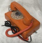 Vintage 1970s Stromberg Carlson S-c 554b 6-73 Orange Rotary Wall Mount Telephone