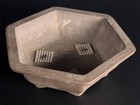 Hexagonal Unglazed Yixing Zisha Stamped Bonsai Pot-7 Inches Across