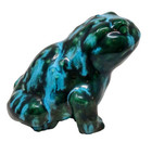 Vintage Ceramic Sitting Frog Figurine Blue Green Drip Glaze Statue Figure 4 