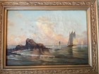 Antique 19th Century Marine Seascape Oil Painting
