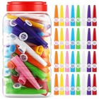 50 Pcs Plastic Kazoos Bulk With Bottle - 8 Colors For Party - Party Kazoo