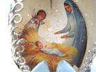 Vtg Handmade Ornament - Real Egg Diorama - Naivity Mary   Baby Jesus - 2-3 4 