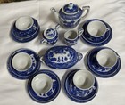 1950   s Vintage 25 Pieces Of Japan Blue Willow  Dishes Childs Tea Set