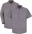 Red Kap Work Shirt Poplin Stripe 2 Pocket Men s Industrial Uniform