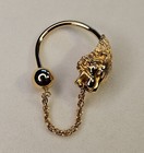 Vintage Napier Tiger Head Gold Tone Key Chain Key Holder Euc 