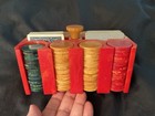 Vintage Catalin Bakelite Vibrant Red With Orange Marbling Poker Chip Rack Caddy