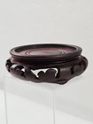 3  Round Asian Oriental Brown Wood Plant Jar Vase Stand Display Base Vtg