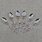Vtg Set Of 6  Sterling Silver Marked Flower Leaves Unique Design Tea Spoons 63g