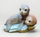 Homco Masterpiece 1981 Baby Seals Porcelain Figurine Sea Lions Vintage