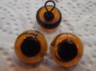 One Pair Amber Glass Hooped Teddy Eyes Choice Of Sizes
