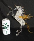 9  Tall Spun Glass Rearing Pegasus Horse Figurine W  Blown Glass Orange Wings