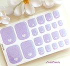 Nail Art Sticker Self Adhesive Full Toe Polish Wraps Lilac Heart Glitter Tx070