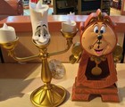 Disney Parks Beauty   The Beast Cogsworth Clock Lumiere Light Up Figure Set New