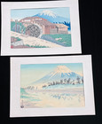 Two 1950s Tomikichiro Tokuriki Uchida Woodblock Mt  Fuji Japan Prints