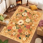  5x7 Area Rug  Floral Rugs For Living Room  Lightweight Non Slip Washable Rug  