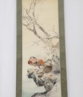 Japanese Hanging Scroll Art Painting  oshidori  Noda Yukison Antique Kakejiku