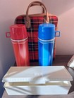 Vintage Thermos Picnic Set 1974 Red Plaid King Seeley Mcm Camping Tailgate