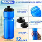 12 Pack 25 Oz Sports Water Bottles  Plastic  Blue  Reusable  Leakproof  Lightwei