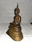 Vintage Antique Brass Bronze Finish Seated Laos Thai  Buddha Statue Lotus Pose