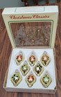 Vtg 1990s Commodore Christmas Classics 8 Tear Drop Glass Ornaments Hand Blown