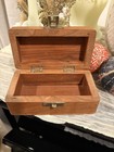 Carved Wood Floral Trinket Box W  Hinged Lid   Metal Latch  Floral  Brown Small