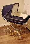 Vintage Navy Blue Baby Carriage Pram Stroller   Perego   Made In Italy