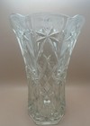 Vintage Cut Crystal Vase Starburst Scalloped Rim 10   
