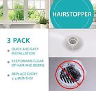 Hairstopper Drain Cover Hair Catcher For Shower And Bathtub  Protects   3 Pack
