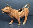 Mcm Vintage Cow Shaped Ceramic Creamer Pitcher Gold Brown Stunning