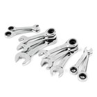 Ratcheting Wrench Set Stubby Sae Metric 10pc Chrome Combo Hand Tool Tight Space