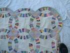 Antique Hand Stitched Double Wedding Ring Calico 70  X 83  Thin Quilt