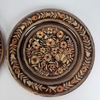 Vintage Turkish Etched Copper Plates Lot Of 2 Floral Engraved Wall Decor 11 5 